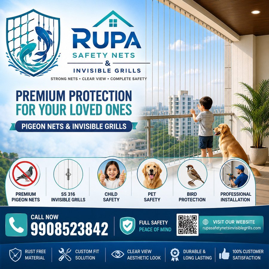 Rupa Safety Nets & Invisible Grills - premium protection for your loved ones